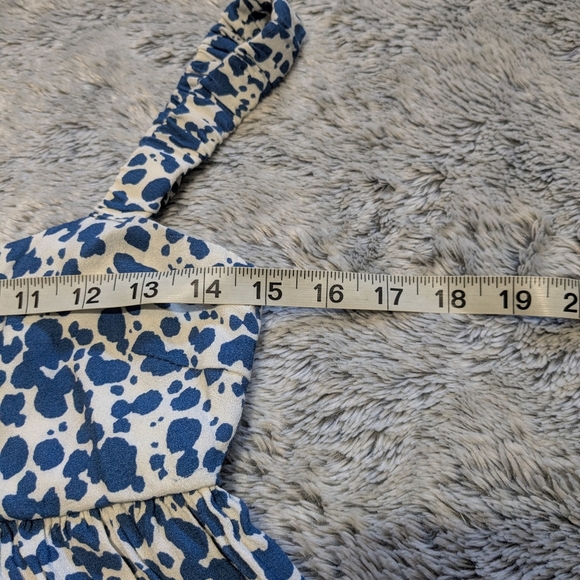 Reformation Blue Serene Mini Dress Babydoll Smocked Straps Size 2 - Picture 9 of 9